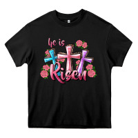 Black He Is Risen Cross Heavy Core Tee - RanaPortraitStore