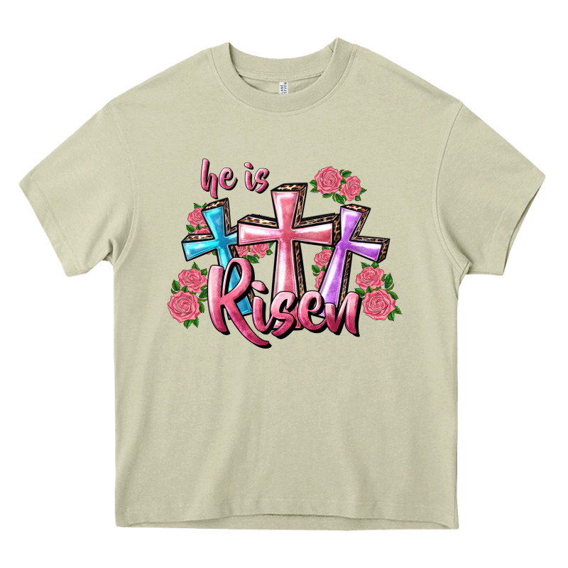 He Is Risen Cross Heavy Core Tee by RanaPortraitStore | Teevron