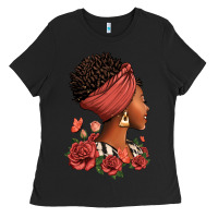 Black She who kneels before god can stand before anyone Ladies Tee - RanaPortraitStore