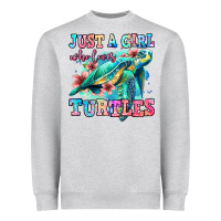 Heather Grey just a girl who loves turtles Heavyweight Sweatshirt - Jasminsmagicworld