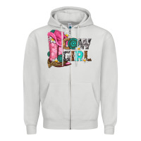 Dove Grey western cowgirl Zipper Hoodie - NancyCooperArtShop