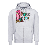 Heather Grey western cowgirl Zipper Hoodie - NancyCooperArtShop