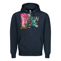 Navy western cowgirl Zipper Hoodie - NancyCooperArtShop