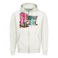 Oatmeal Heather western cowgirl Zipper Hoodie - NancyCooperArtShop