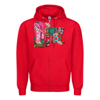 Red western cowgirl Zipper Hoodie - NancyCooperArtShop