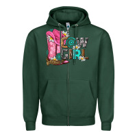 Sports Green western cowgirl Zipper Hoodie - NancyCooperArtShop