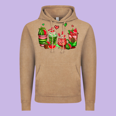 Watermelon Coffee Cups Vintage Hoodie Designed By Adodesignshop