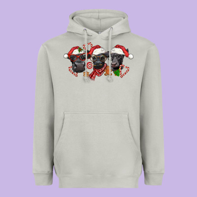 Christmas Black Angus Cows Heavyweight Hoodie Designed By Lillyallendesigns