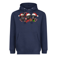 Navy Christmas Black Angus Cows Heavyweight Hoodie - LillyAllenDesigns