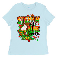 Baby Blue Steppin' into Juneteenth Ladies Tee - RanaPortraitStore