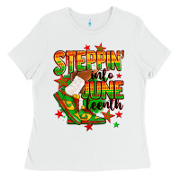 White Steppin' into Juneteenth Ladies Tee - RanaPortraitStore