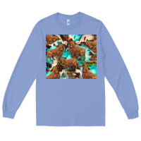 Colony Blue astec cowhide highlands cow Long Sleeve Tee - BarkalooDesign