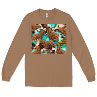Toasted Coconut astec cowhide highlands cow Long Sleeve Tee - BarkalooDesign