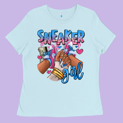 Ladies Tee Sneaker girl afro woman
