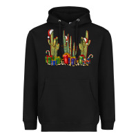 Black Christmas Cactus Heavyweight Hoodie - LillyAllenDesigns