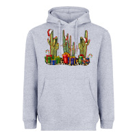 Heather Grey Christmas Cactus Heavyweight Hoodie - LillyAllenDesigns