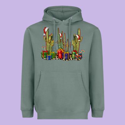 Christmas Cactus Heavyweight Hoodie Designed By Lillyallendesigns