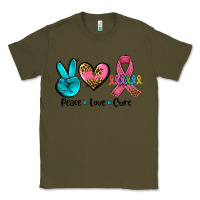 Army Green peace love  cure Classic Tee - AdoDesignShop