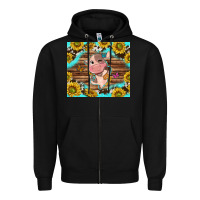 Black western cute cow with sunflower Zipper Hoodie - NancyCooperArtShop