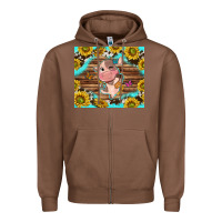 Chestnut western cute cow with sunflower Zipper Hoodie - NancyCooperArtShop