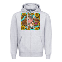 Heather Grey western cute cow with sunflower Zipper Hoodie - NancyCooperArtShop