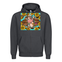 Smoke western cute cow with sunflower Zipper Hoodie - NancyCooperArtShop