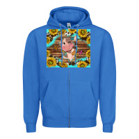 True Royal western cute cow with sunflower Zipper Hoodie - NancyCooperArtShop