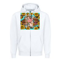 White western cute cow with sunflower Zipper Hoodie - NancyCooperArtShop