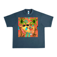 Midnight Navy summer slipper and cocktail seamless pattern Urban Heavy Tee - BundleAndBundleShop