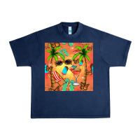 Navy summer slipper and cocktail seamless pattern Urban Heavy Tee - BundleAndBundleShop