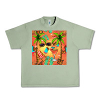Oil Green summer slipper and cocktail seamless pattern Urban Heavy Tee - BundleAndBundleShop