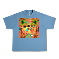 Pebble Blue summer slipper and cocktail seamless pattern Urban Heavy Tee - BundleAndBundleShop