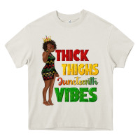 Cream thick thighs juneteenth vibes with afro black woma Heavy Core Tee - texasbilliewilder