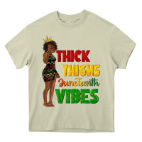 Mossy thick thighs juneteenth vibes with afro black woma Heavy Core Tee - texasbilliewilder