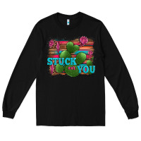 Black stuck on you heart cactus serape leopard background Long Sleeve Tee - Jasminsmagicworld