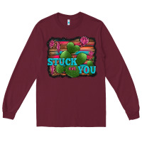Burgundy stuck on you heart cactus serape leopard background Long Sleeve Tee - Jasminsmagicworld