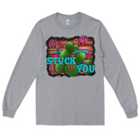 Heather Grey stuck on you heart cactus serape leopard background Long Sleeve Tee - Jasminsmagicworld