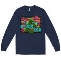 Navy stuck on you heart cactus serape leopard background Long Sleeve Tee - Jasminsmagicworld