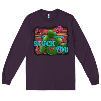 Plum stuck on you heart cactus serape leopard background Long Sleeve Tee - Jasminsmagicworld