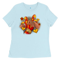 Baby Blue Softball afro girl sneakers Ladies Tee - RanaPortraitStore