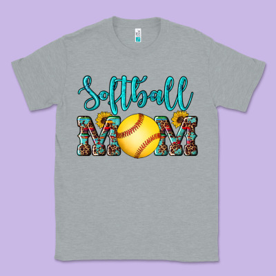 Western Leopard  Sunflowers Glitter Mom Softball Classic Tee Designed By Artiststas