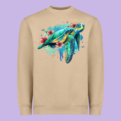 Floral Turtle Heavyweight Sweatshirt Designed By Jasminsmagicworld