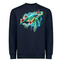 Navy floral turtle Heavyweight Sweatshirt - Jasminsmagicworld