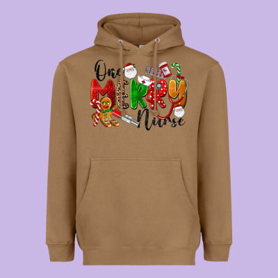 One Merry Nurse Heavyweight Hoodie Designed By Lillyallendesigns