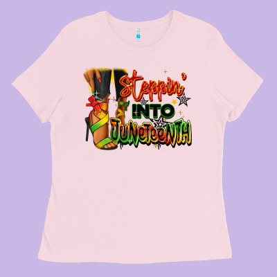 Ladies Tee Steppin' into Juneteenth black fashion girl