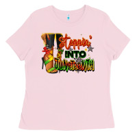 Bubblegum Pink Steppin' into Juneteenth black fashion girl Ladies Tee - RanaPortraitStore