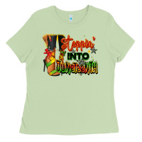 Matcha Steppin' into Juneteenth black fashion girl Ladies Tee - RanaPortraitStore