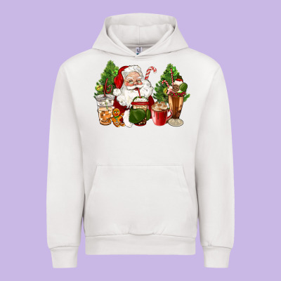 Santa Coffee Cups Christmas Urban Hoodie Designed By Cowgirlartshop