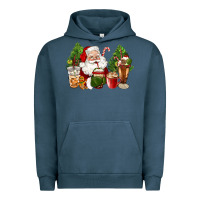 Pigment Midnight Navy santa coffee cups christmas Urban Hoodie - CowGirlArtShop