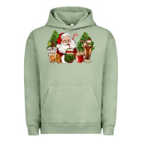 Pigment Oil Green santa coffee cups christmas Urban Hoodie - CowGirlArtShop